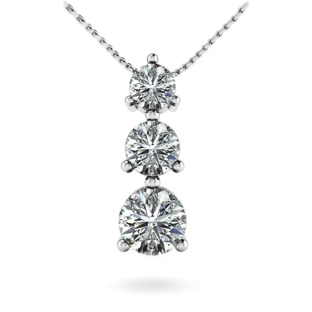 For Women Elegant 925 Silver Necklaces Pendants Round Cut Cubic Zirconia Jewelry